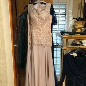 Montage by Mon Cheri Light Peach/Beige Gown